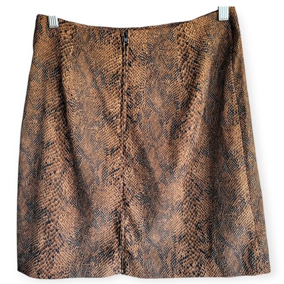 Vintage Y2K Brown/Black Faux Suede skirt Briggs Petite size 8P fits modern 6 - Picture 3 of 7